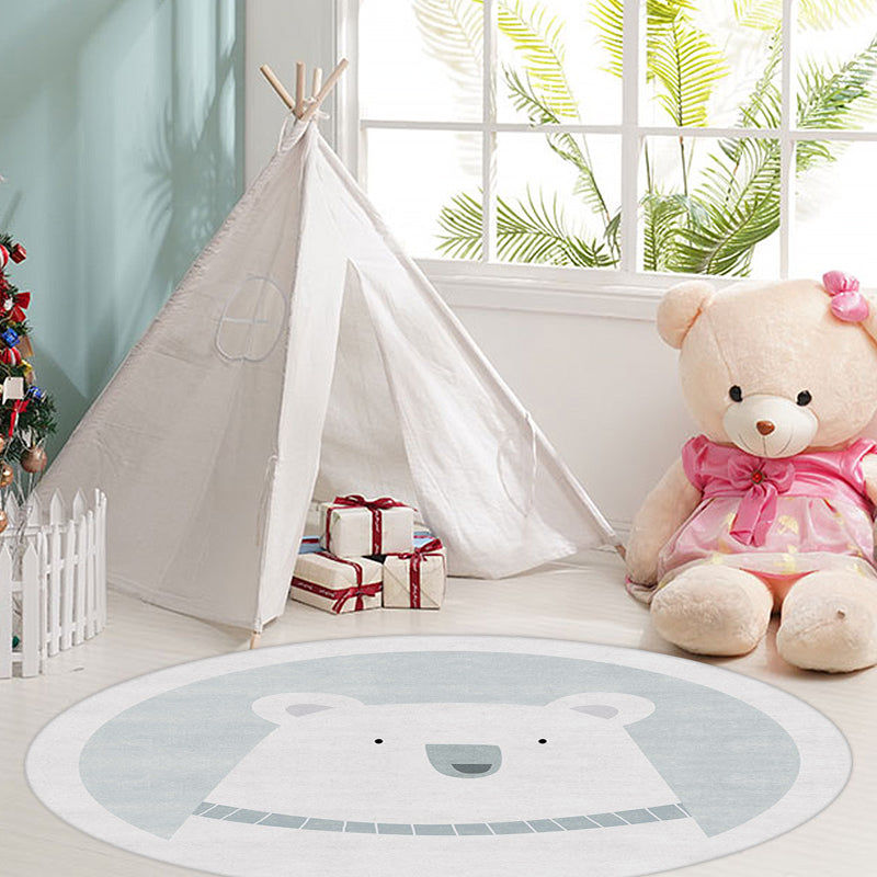 Avtoit | Unique cartoon bear patterned rug gray children's rug polyester washable non-slip area rug for the children's room
