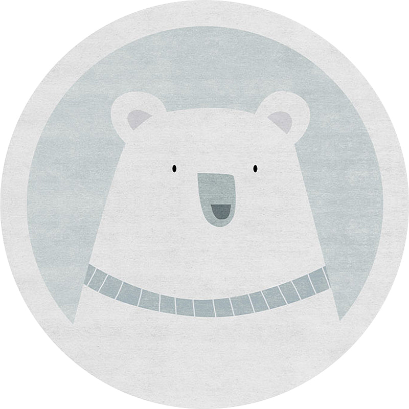 Avtoit | Unique cartoon bear patterned rug gray children's rug polyester washable non-slip area rug for the children's room