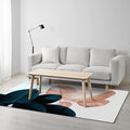 Avtoit | Simple Leaf Pattern Carpet Dark Blue Oriental Carpet Polyester Washable Non-Slip Backing Carpet for the Living Room