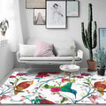Avtoit | Retro Bird Pattern Carpet with Flower and Leaf White Oriental Carpet Polyester Washable Non-Slip Back Floor Rug for Bedroom