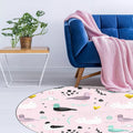 Avtoit | Kids Bedroom Rug in Pink Animal Bird Leaf Pattern Rug Polyester Washable Non-Slip Rug
