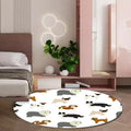 Avtoit | Beautiful children's rug in white with animal dog pattern Rug Polyester Washable Stain-resistant rug for the children's room