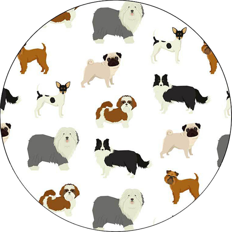Avtoit | Beautiful children's rug in white with animal dog pattern Rug Polyester Washable Stain-resistant rug for the children's room