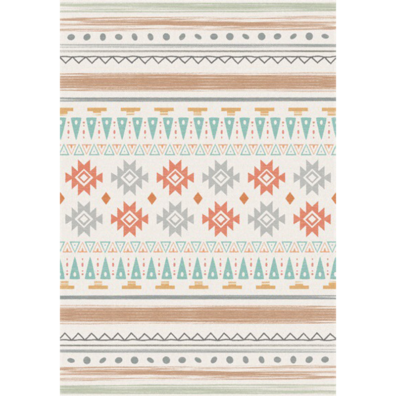 Avtoit | Americana Geometric Print Rug Beige Polyester Rug Machine Washable Non-Slip Rug for the Living Room