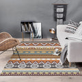 Avtoit | Brown Tribal Rug Polyester Geometric and Striped Pattern Rug Washable Non-Slip Back Rug for Living Room