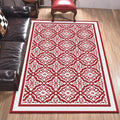 Avtoit | Red Persian Carpet Polyester Floral Pattern Carpet Washable Non-Slip Backing Carpet for Living Room