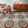 Avtoit | Persian plaid rug with floral yellow polyester rug machine washable non-slip rug for the living room