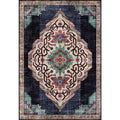 Avtoit | Vintage Medallion Pattern Rug Black Polyester Rug Machine Washable Non-Slip Rug for the Living Room