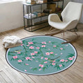 Avtoit | Retro Floral Pattern rug with bird and leaf Blue Oriental rug Polyester Washable Non-slip backing rug for living room