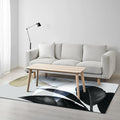 Avtoit | Black and White Oriental Carpet Polyester Leaf Pattern Carpet Washable Non-Slip Backing Rug for Living Room