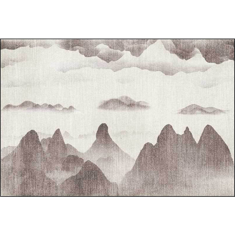 Avtoit | Traditional mountain pattern rug brown and gray oriental rug polyester machine washable anti-slip coating rug for the living room