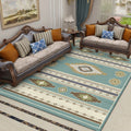Avtoit | Unique geometric pattern rug Blue and Green Vintage rug Polyester Washable Non-slip backing Rug for bedroom