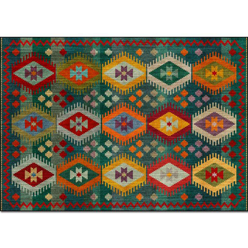 Avtoit | Classic geometric patterned carpet Green Vintage carpet Polyester Washable non-slip backing Carpet for bedroom