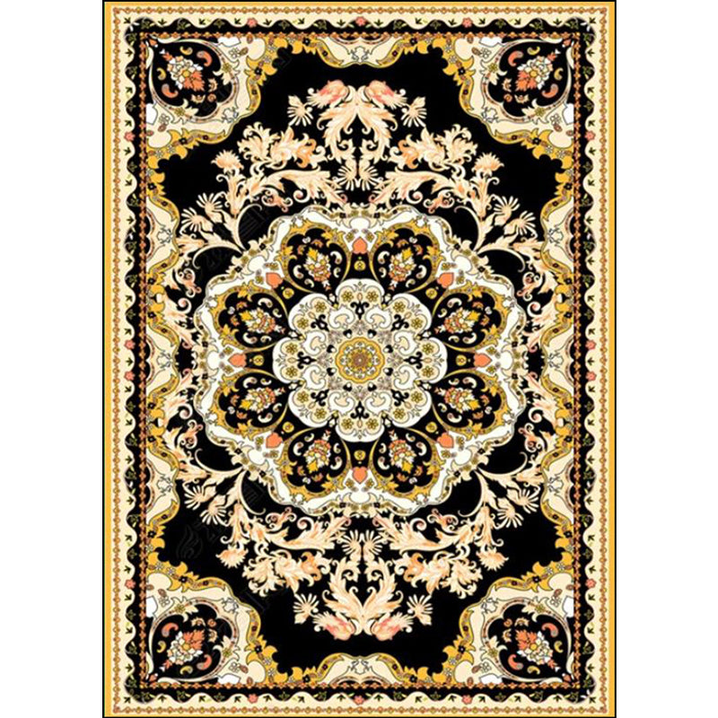 Avtoit | Moroccan Medallion Pattern Carpet with Flower Theme Green Polyester Carpet Machine Washable Non-Slip Area Rug for the Living Room