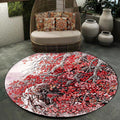 Avtoit | Red Oriental Carpet Polyester Flower and Branch Pattern Washable Non-Slip Back Carpet for Bedroom