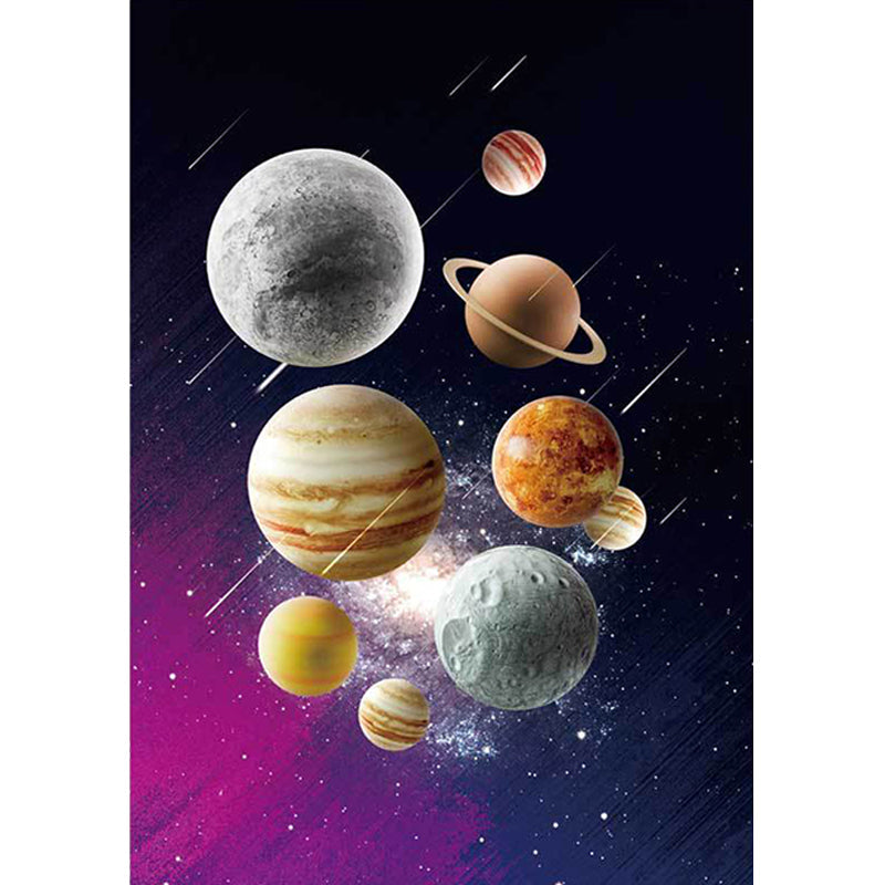 Avtoit | Kids' Bedroom Rug in Black and Purple Space Galaxy Planet Print Rug Polyester Machine Washable Rug