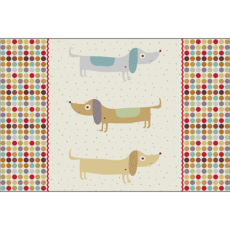 Avtoit | Yellow Children's Room Carpet Children's Animal Dog Dots Pattern Carpet Polyester Non-Slip Machine Washable Carpet