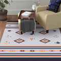 Avtoit | Black and gray tribal rug polyester geometric and striped pattern washable rug non-slip backing rug for living room