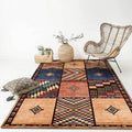Avtoit | American tribal check pattern rug brown polyester rug machine washable non-slip rug for living room