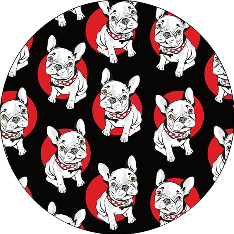 Avtoit | Black Children's Room Carpet Children Animals Dog Pattern Rug Polyester Non-Slip Backing Rug