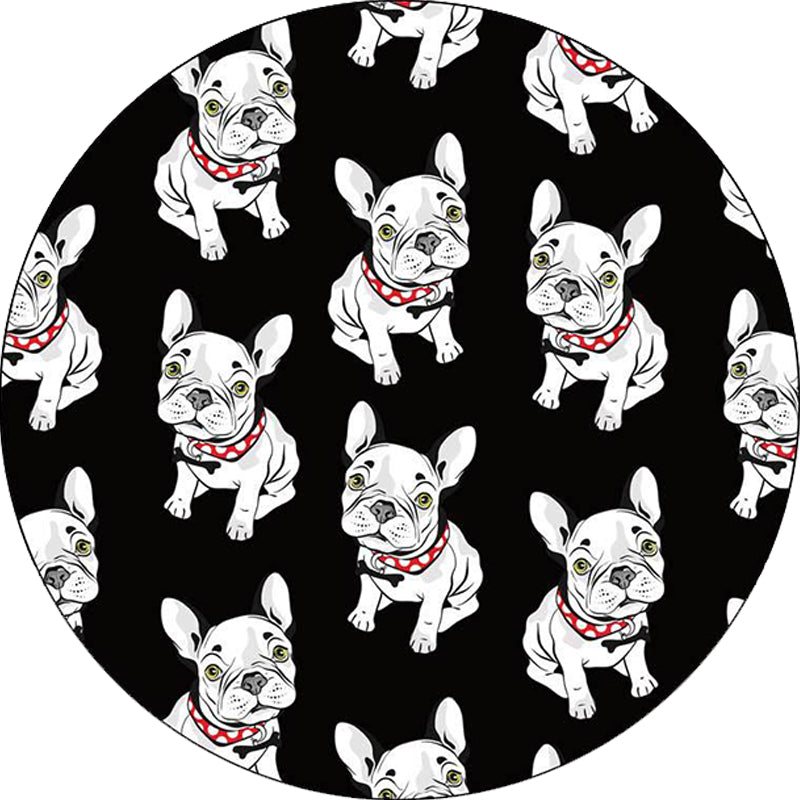 Avtoit | Black Children's Room Carpet Children Animals Dog Pattern Rug Polyester Non-Slip Backing Rug