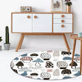 Avtoit | Children's Bedroom Rug in White Botanical Mushroom Print Rug Polyester Non-Slip Back Washable Rug