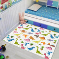 Avtoit | Stylish children's rug in white animal dinosaur leaf tree pattern rug polyester non-slip rug for the children's room
