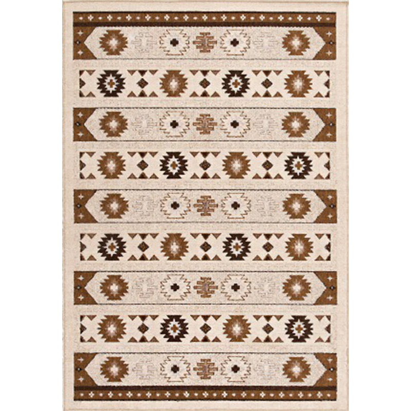 Avtoit | Blue and brown tribal rug striped polyester and tribal pattern rug washable non-slip backing rug for living room