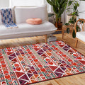 Avtoit | Unique geometric pattern rug Red Vintage rug Polyester Washable Anti-slip mat rug for the bedroom