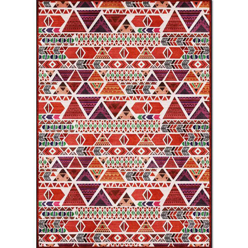 Avtoit | Unique geometric pattern rug Red Vintage rug Polyester Washable Anti-slip mat rug for the bedroom