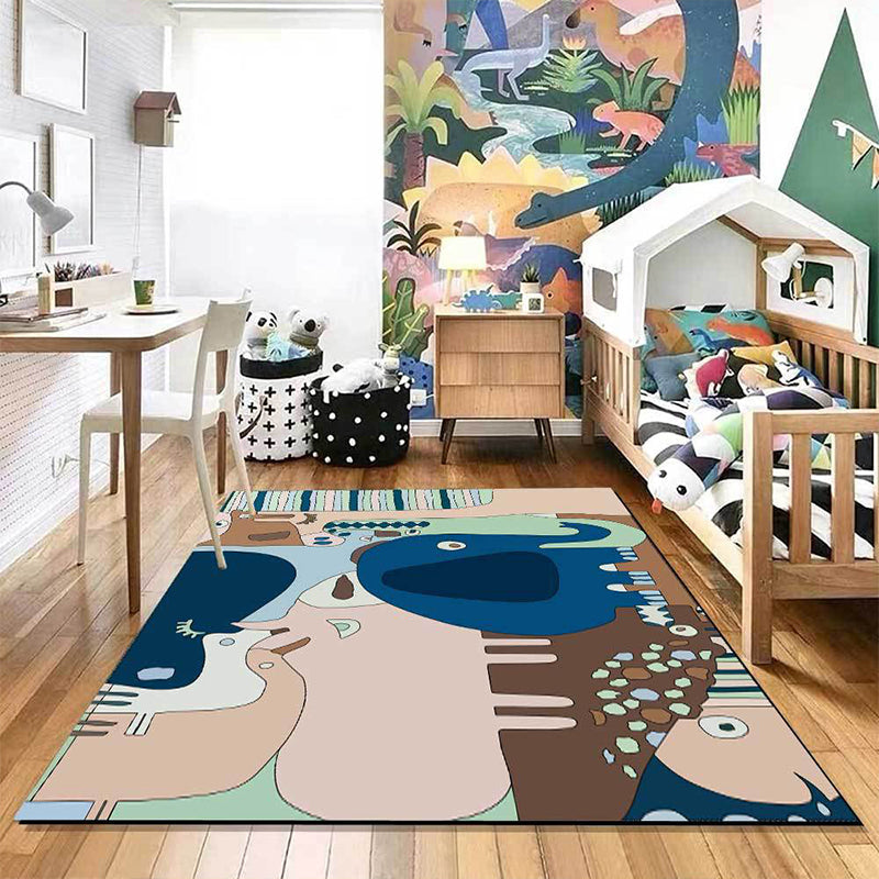 Avtoit | Colorful Back for Children | Children Animals Elephant Giraffe Striped Pattern Rug Polyester Washable Carpet