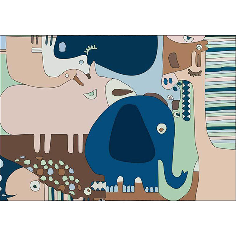 Avtoit | Colorful Back for Children | Children Animals Elephant Giraffe Striped Pattern Rug Polyester Washable Carpet