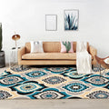 Avtoit | Classic Floral Pattern Rug Blue Vintage Rug Polyester Washable Non-Slip Mat Rug for Bedroom