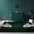 Avtoit | Funky Cheetah Pattern Rug Dark Green New Rug Polyester Washable Non-Slip Back Rug for the Living Room