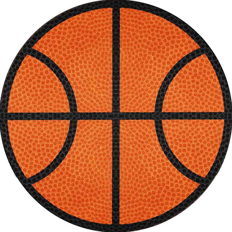 Avtoit | Simple Kids Rug in Orange Sports Basketball Pattern Rug Polyester Washable Carpet for Kids Room