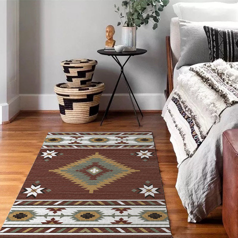 Avtoit | Americana Tribal geometric print carpet brown polyester carpet machine washable non-slip carpet for living room