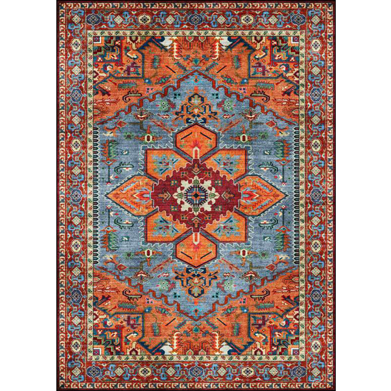 Avtoit | Retro Medallion Pattern Carpet Red Persian Carpet Polyester Machine Washable Non-Slip Area Rug for Bedroom