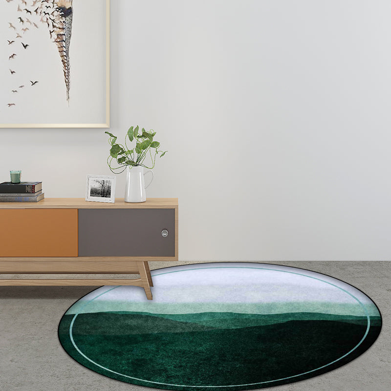 Avtoit | Green and Gray Oriental Carpet Polyester Mountain Ombre Pattern Carpet Washable Non-Slip Back Carpet for Living Room