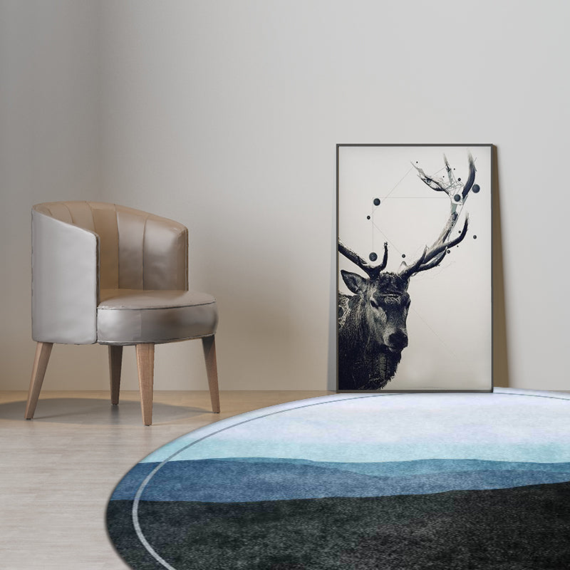 Avtoit | Green and Gray Oriental Carpet Polyester Mountain Ombre Pattern Carpet Washable Non-Slip Back Carpet for Living Room