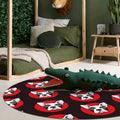 Avtoit | Kids Bedroom Rug in Black Animal Dog Dots Print Rug Polyester Stain Resistant Pet Friendly Area Rug