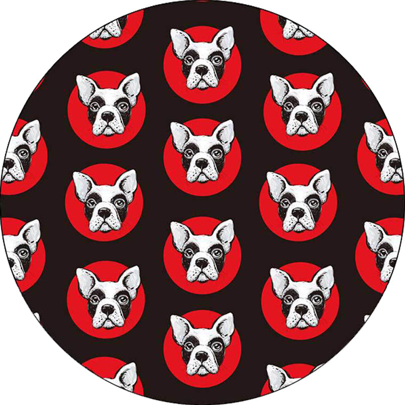 Avtoit | Kids Bedroom Rug in Black Animal Dog Dots Print Rug Polyester Stain Resistant Pet Friendly Area Rug