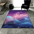 Avtoit | Unique Kids Rug in Purple Fairy Deer Galaxy Pattern Rug Polyester Non-Slip Back Rug for Children's Room
