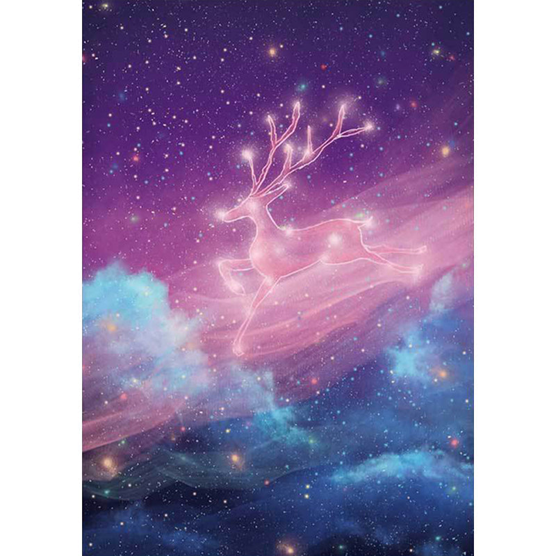 Avtoit | Unique Kids Rug in Purple Fairy Deer Galaxy Pattern Rug Polyester Non-Slip Back Rug for Children's Room