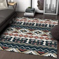 Avtoit | Southwest Tribal Print Carpet Black and White Polyester Carpet Machine Washable Non-Slip Area Rug for Living Room