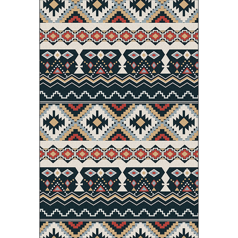 Avtoit | Southwest Tribal Print Carpet Black and White Polyester Carpet Machine Washable Non-Slip Area Rug for Living Room