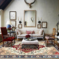 Avtoit | Moroccan Medallion Print Rug Light Brown Polyester Rug Machine Washable Non-Slip From the Floor for the Living Room