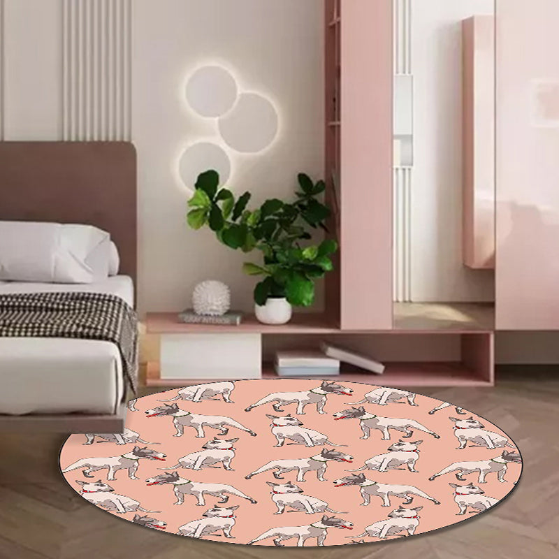 Avtoit | Orange Children's Room Carpet Children Animal Dog Pattern Area Rug Polyester Stain Resistant Washable Rug