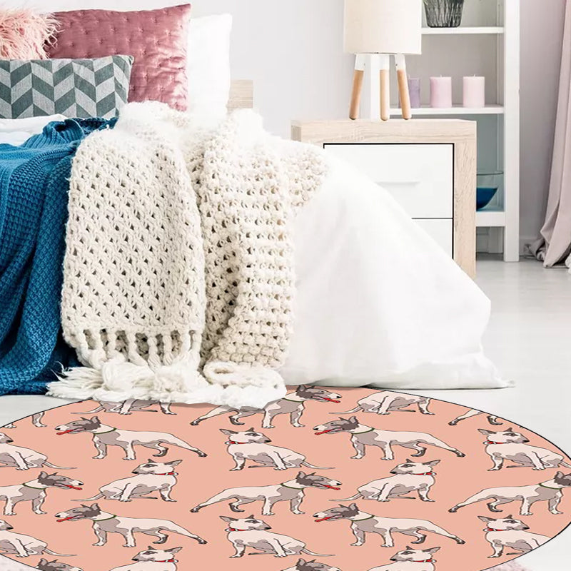 Avtoit | Orange Children's Room Carpet Children Animal Dog Pattern Area Rug Polyester Stain Resistant Washable Rug