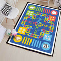 Avtoit | Blue Children's Room Carpet Children Educational Ludo Pattern Area Rug Polyester Pet Friendly Washable Rug