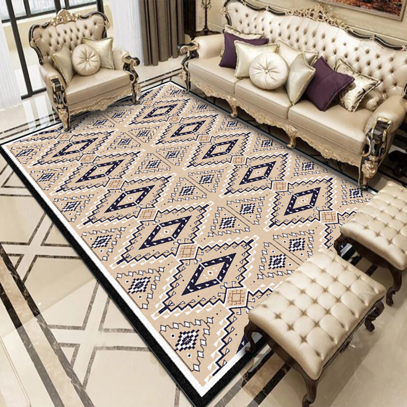 Avtoit | American geometric print rug yellow polyester rug machine washable non-slip rug for the living room